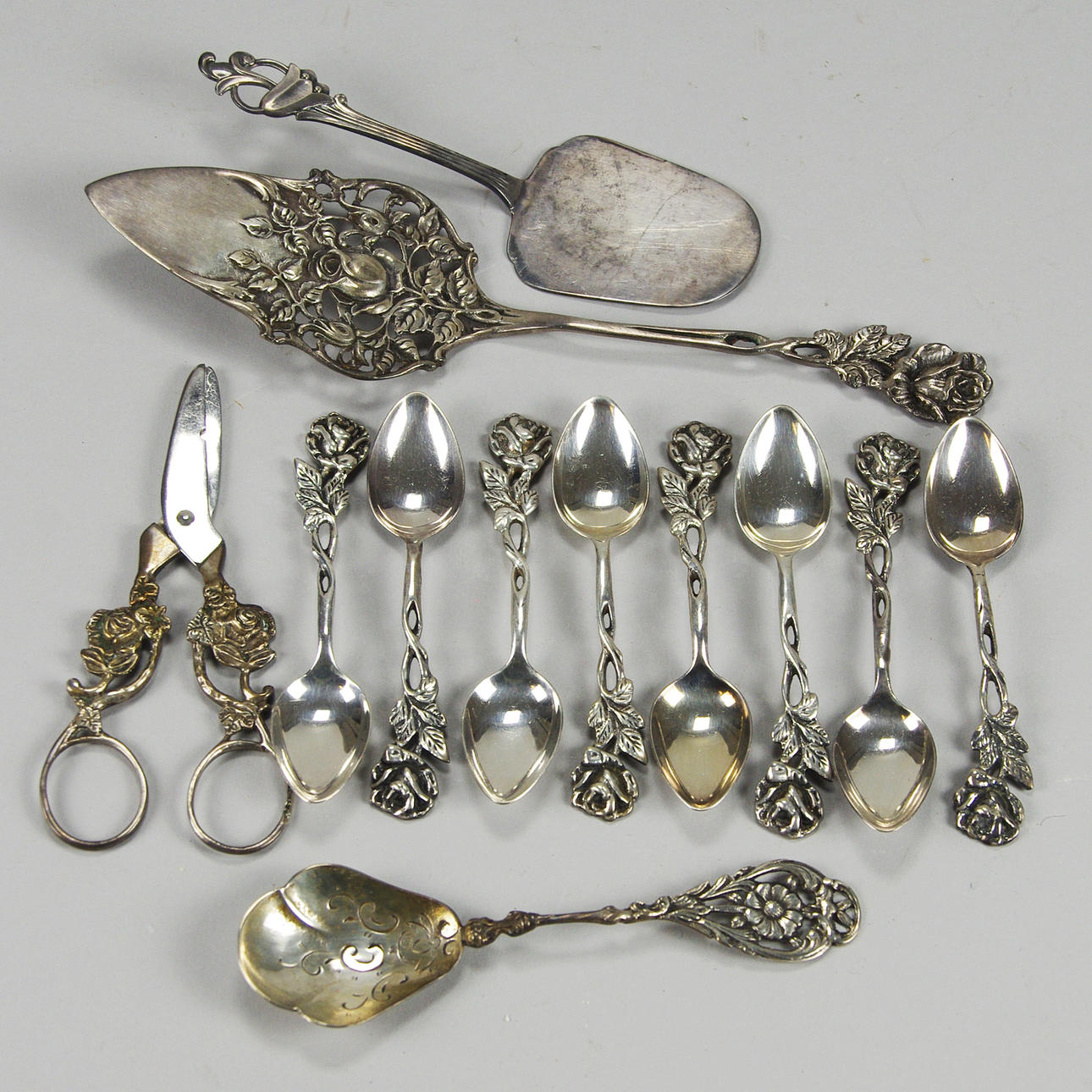 KAFFESKEDR M.M., 12 delar, silver.