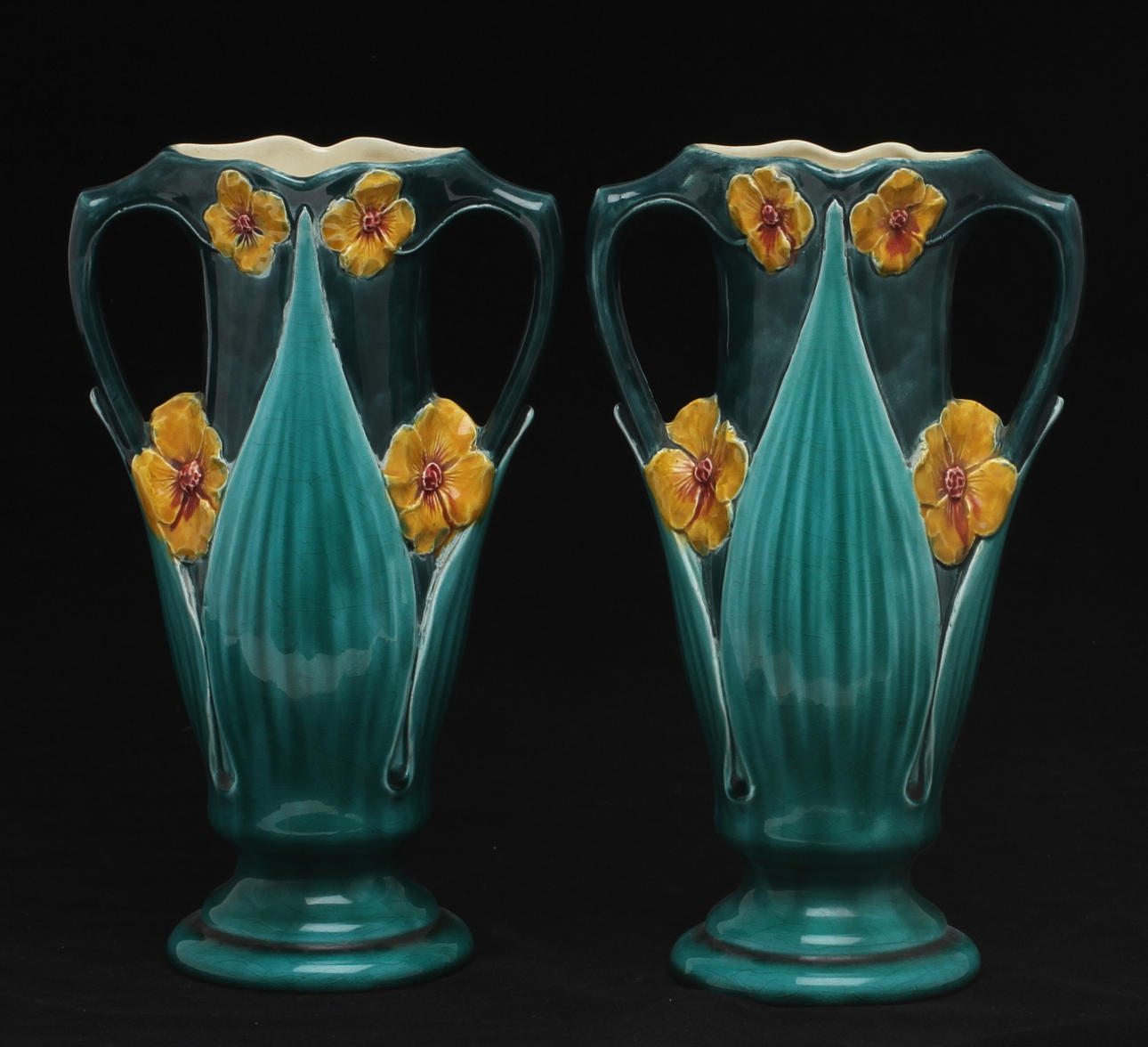 VASER 1 par, majolika, jugend, Rörstrand.