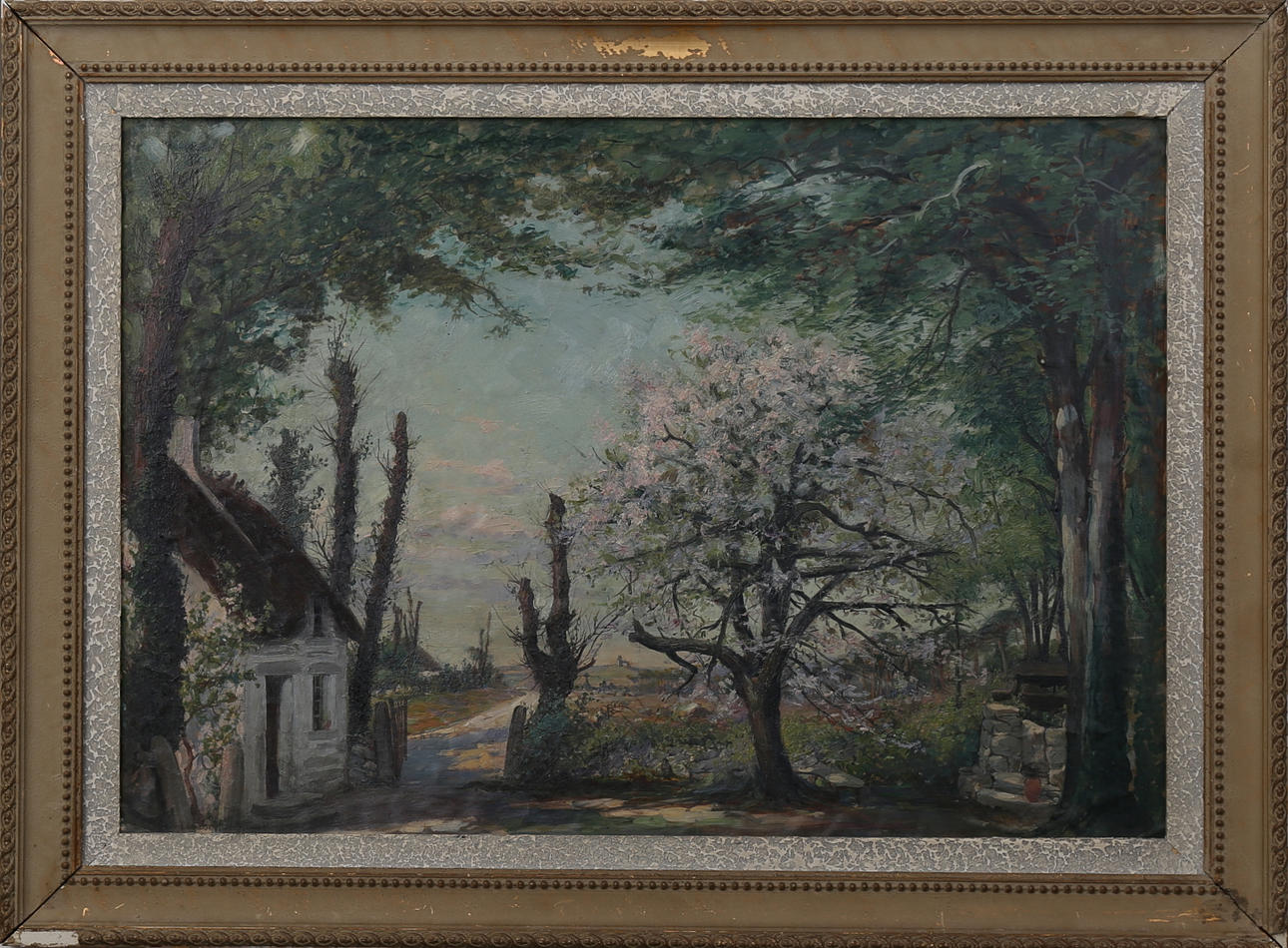 VIKTOR EMANUEL BERGENDORF. Olja på papp-pannå. Landskap, signerad Bergendorf, otydligt daterad och betitlad.