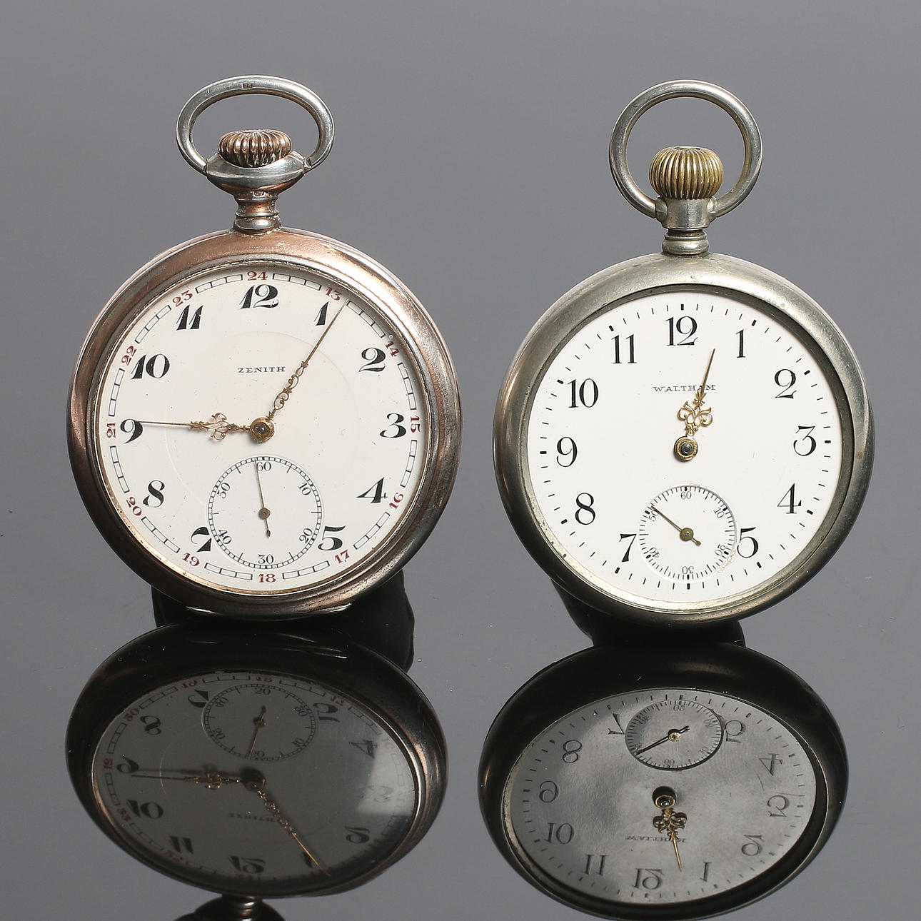 FICKUR, 2 st, silver, "Zenith" och "Waltham", tidigt 1900-tal.