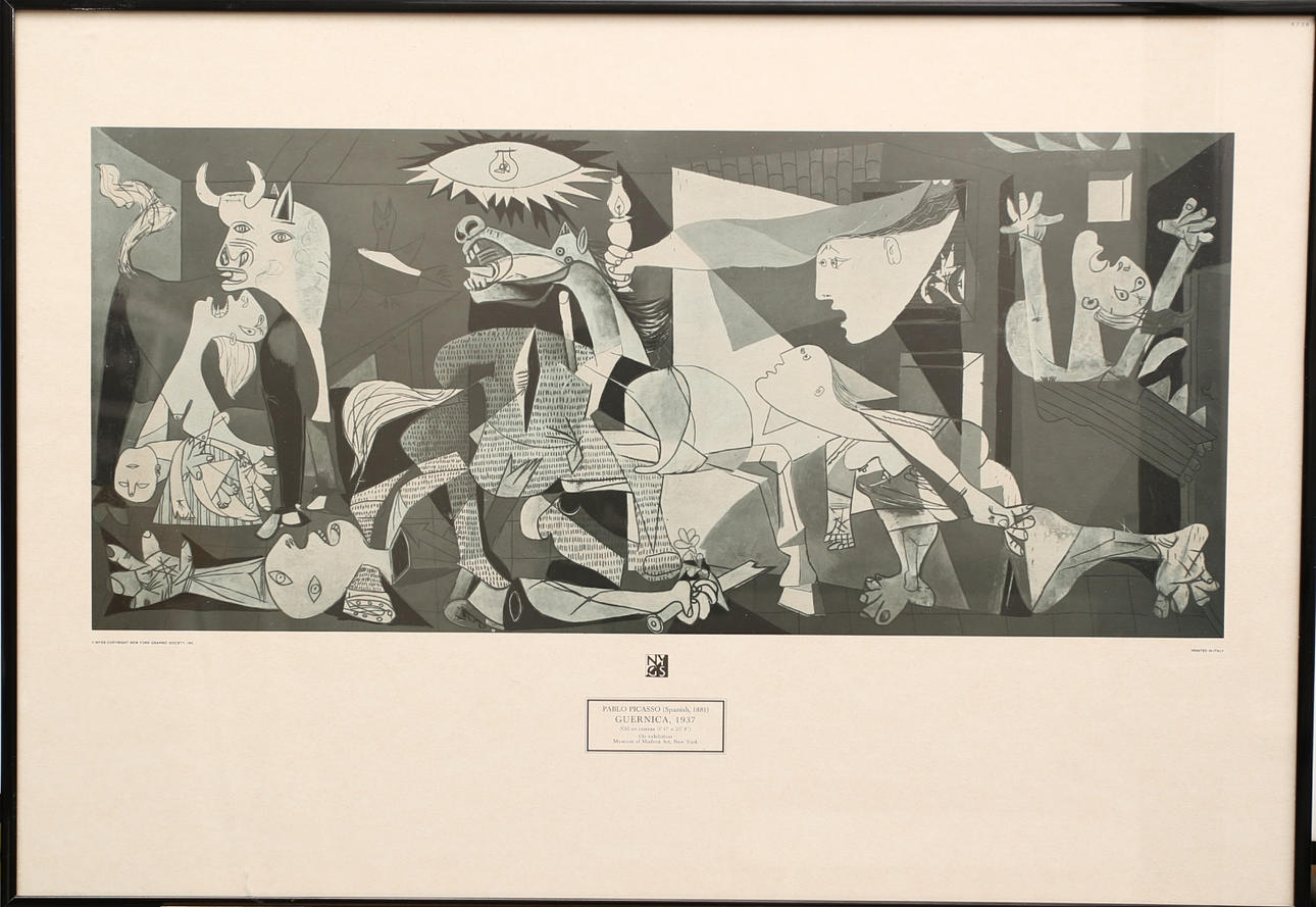 PABLO PICASSO. Efter. „Guernica“, indrammet tryk, Trykt i Italien.