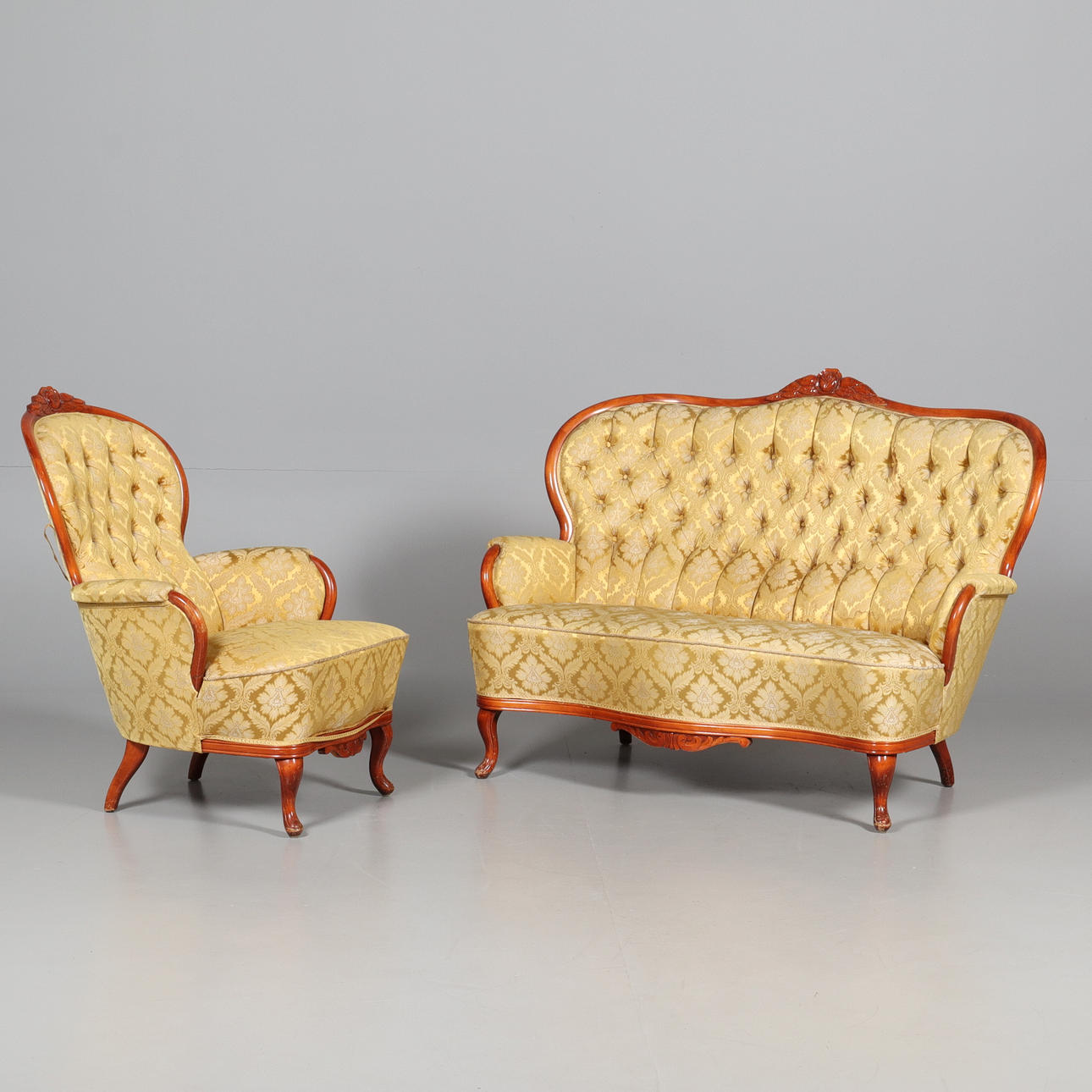 SOFA and ARMCHAIR, Rococo style.
