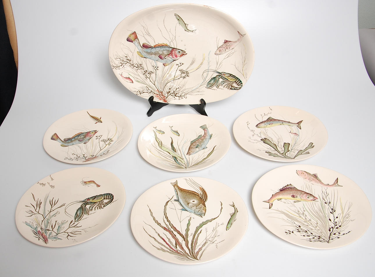 FISKSERVIS, 7 delar, flintgods, Johnson Brothers, England.