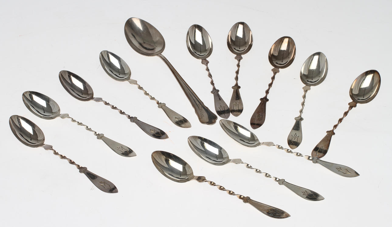 TESKEDAR, 12 st, SKED, silver, vikt ca 190g.