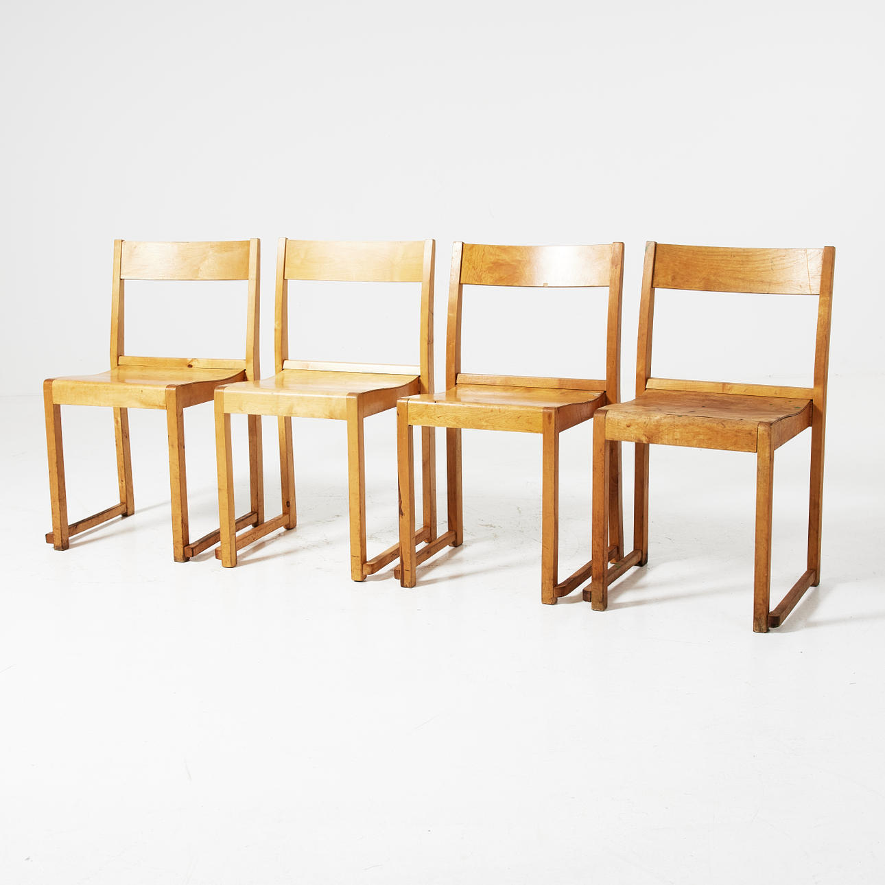 SVEN  MARKELIUS. Chairs, 4 pcs, “Orchestra chair”, birch, stackable.
