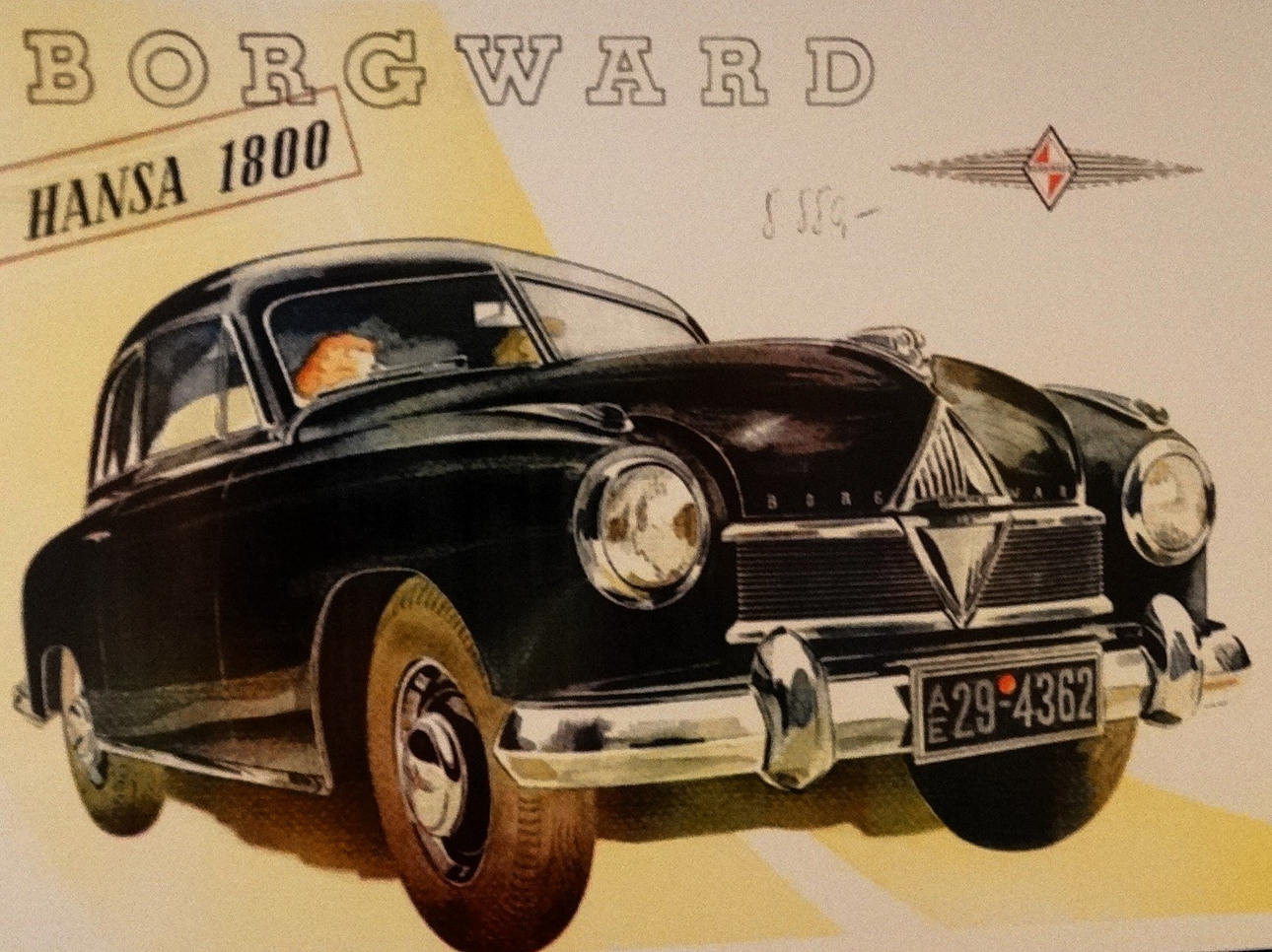 REKLAME MIT AUTOMARKE BORGWARD: KUNSTDRUCK.