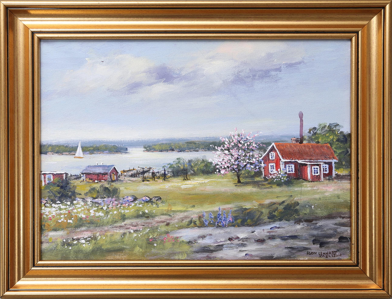 EGON LENNART KARLSSON. "Sommardag i skärgården"Olja på duk.