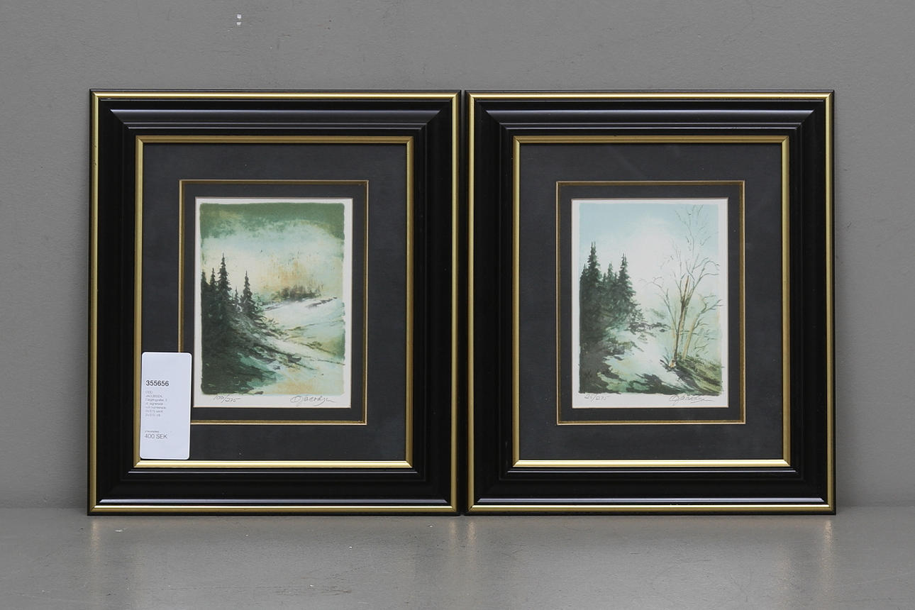 ODD JACOBSEN. Färglitografier, 2 st, signerade och numrerade 25/275 samt 25/275.