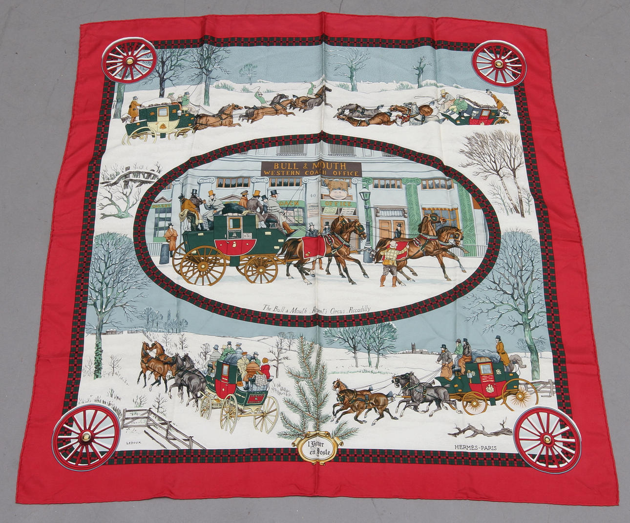 SCARF, Hermès, "L'hiver en poste" - "The Bull & Mouth regent's Circus Picadilly".