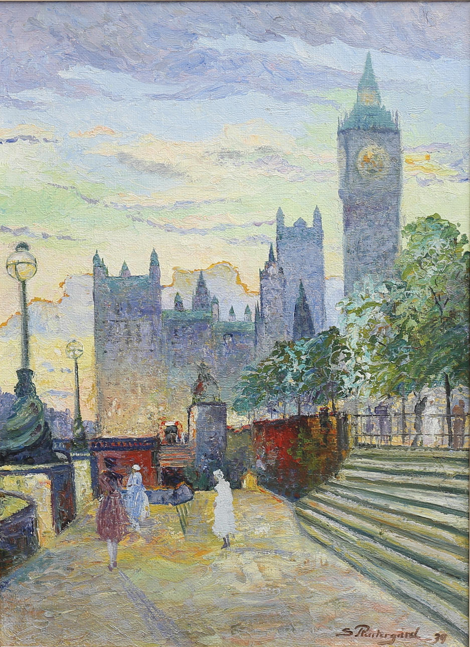 SIGGE REUTERGÅRD (JAN SIGFRID ALFONS CARLSSON). Stadsbild, olja på duk, signerad och daterad -39.