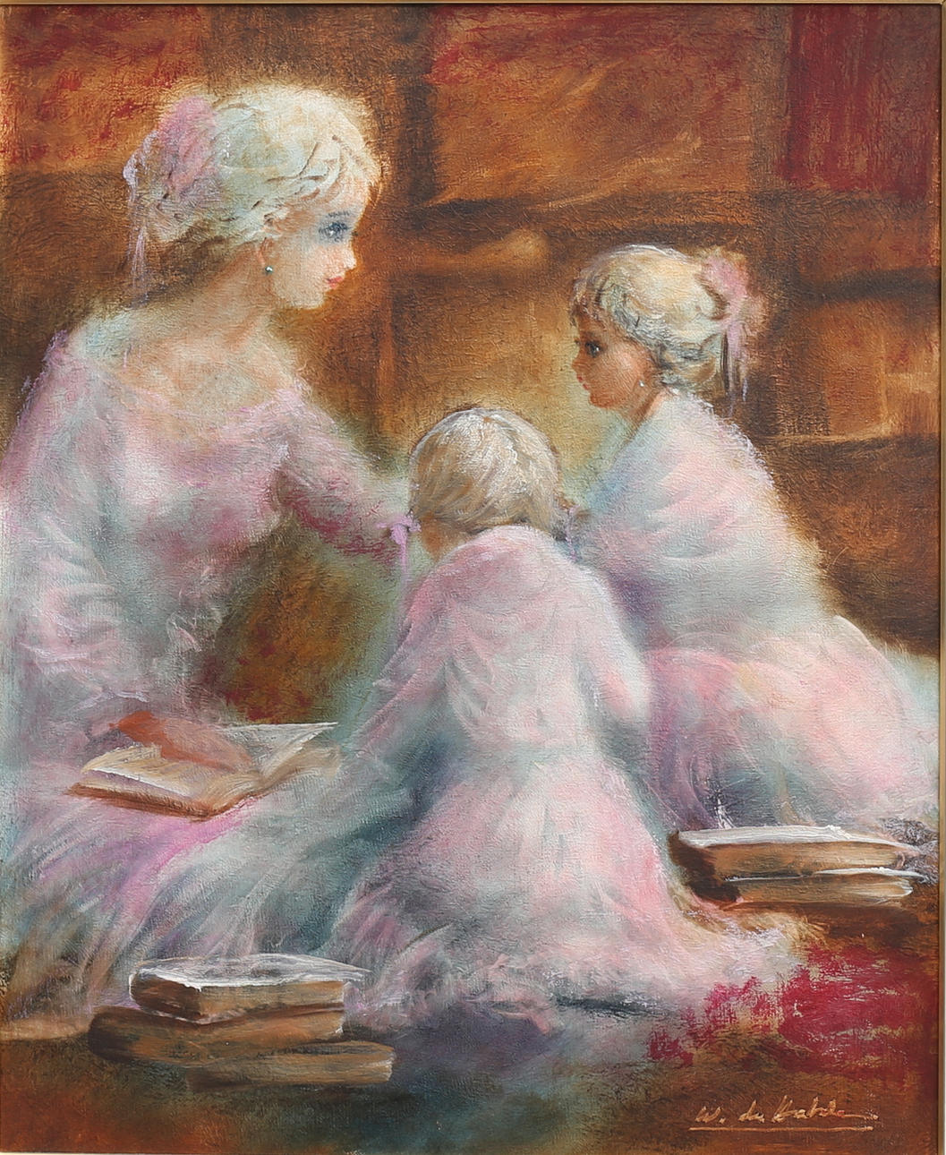 WALTER DU HALDE. Barn, olja på duk, signerad.