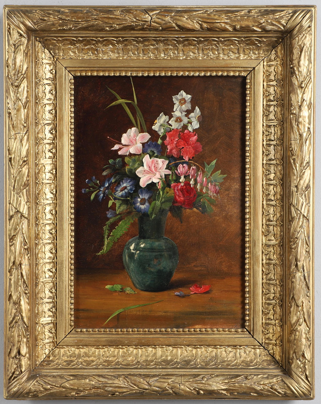 CIRCLE OF WILLIAM JABEZ MUCKLEY (1829-1905). STILL LIFE OF A VASE OF FLOWERS.