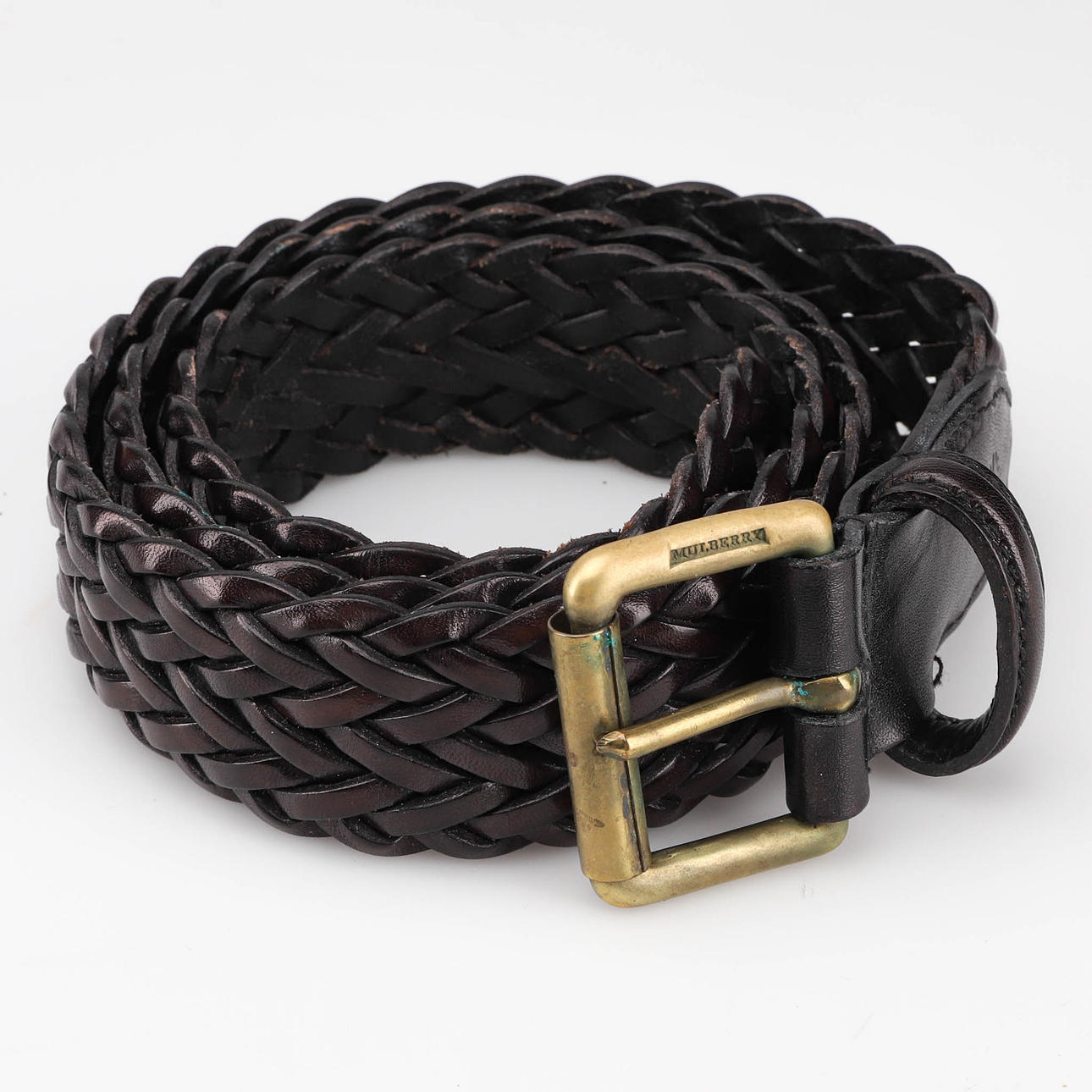 MULBERRY Belt, leather, braided model, England. Vintage  display picture 2