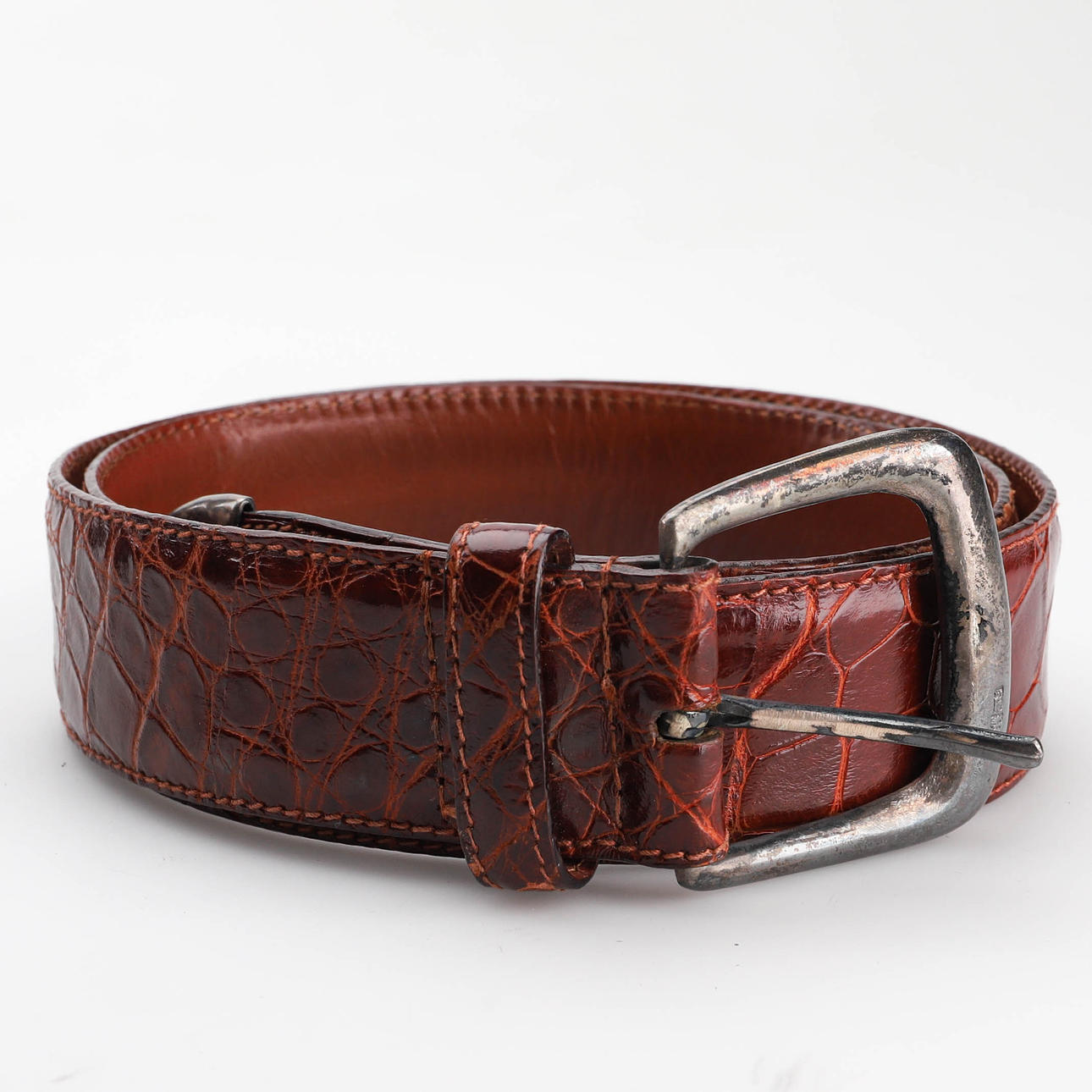 RALPH LAUREN, Bälte, alligatorskinn, metallspänne.
