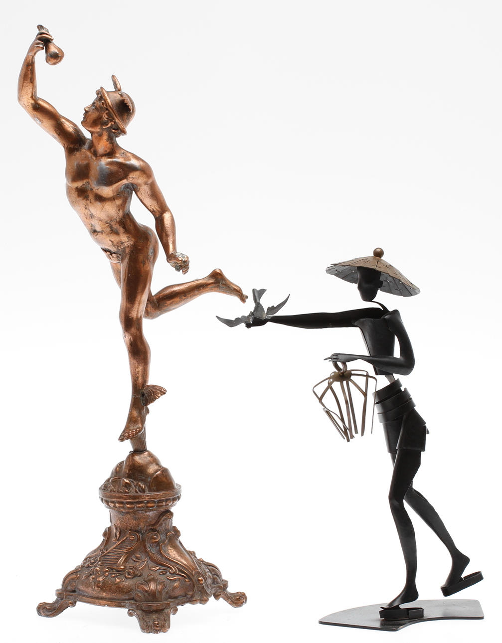 METALLSKUPTURER, 2 st 1900-tal.