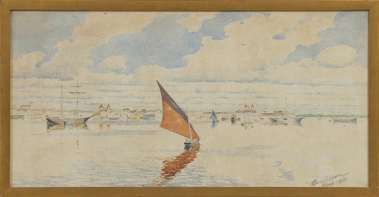 CARL WALDEMAR OLSON. Kuststad, akvarell, signerad och daterad 94.