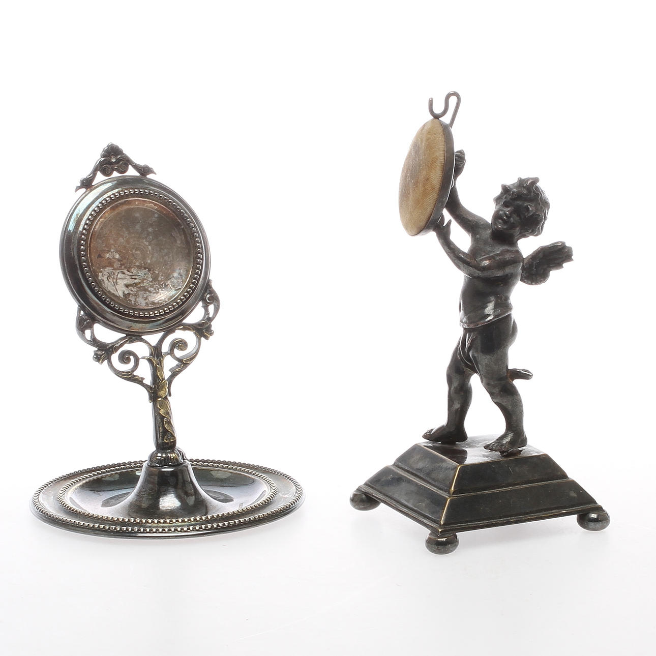 FICKURSTÄLL, 2 st, nysilver, 18/1900-tal.