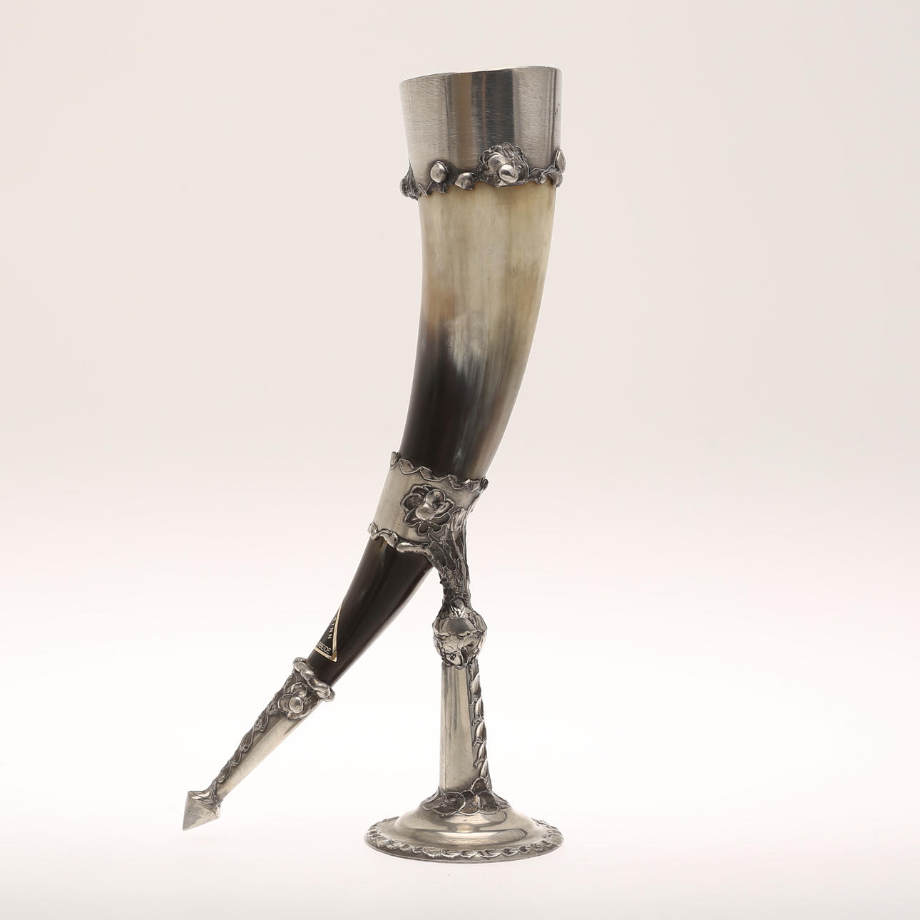 DRYCKESHORN och 8 stycken punschglas, Norge,Terne, Tenn.