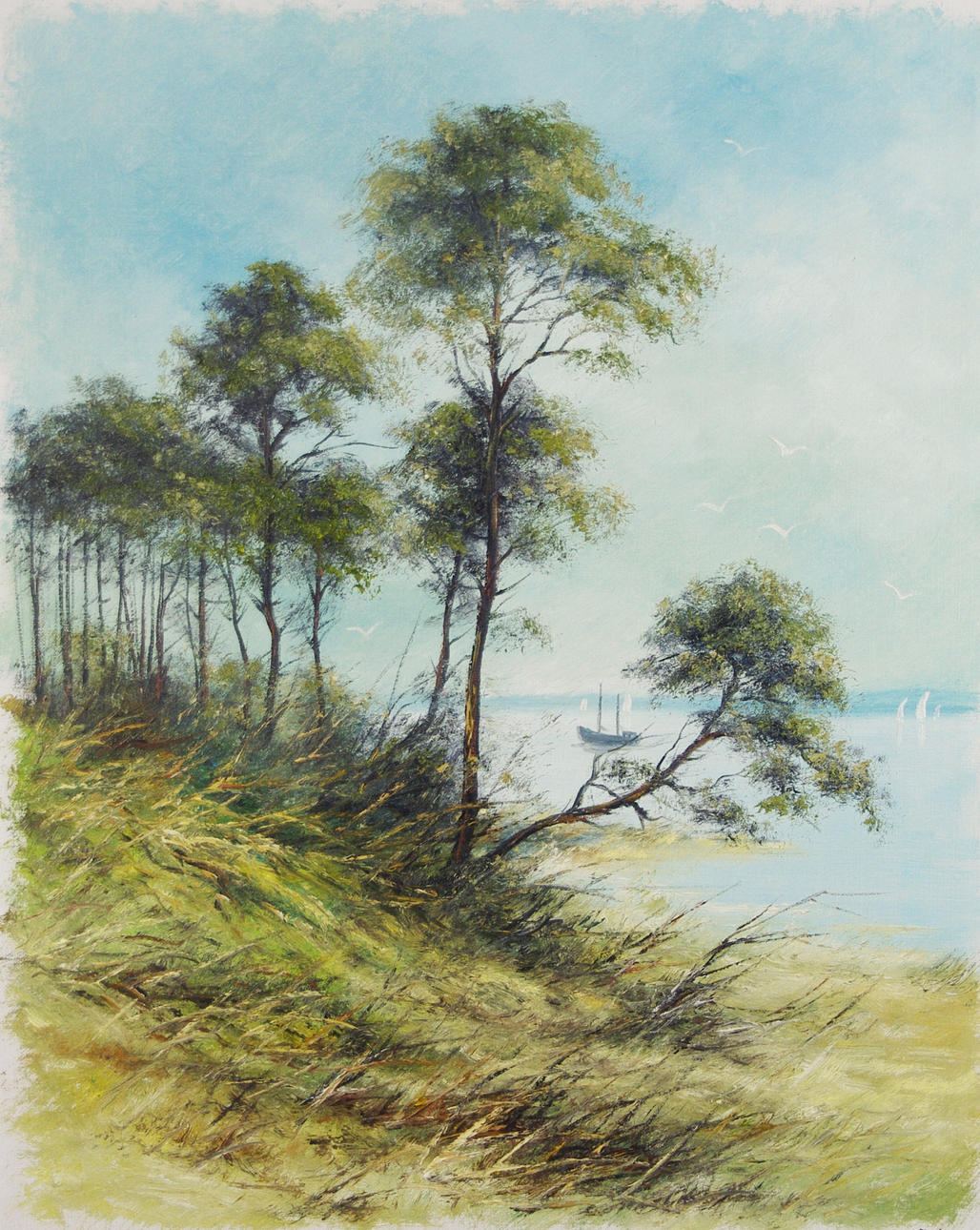 CARL JULIUS. "Hittarps strand", olja på duk, signerad C. Julius.