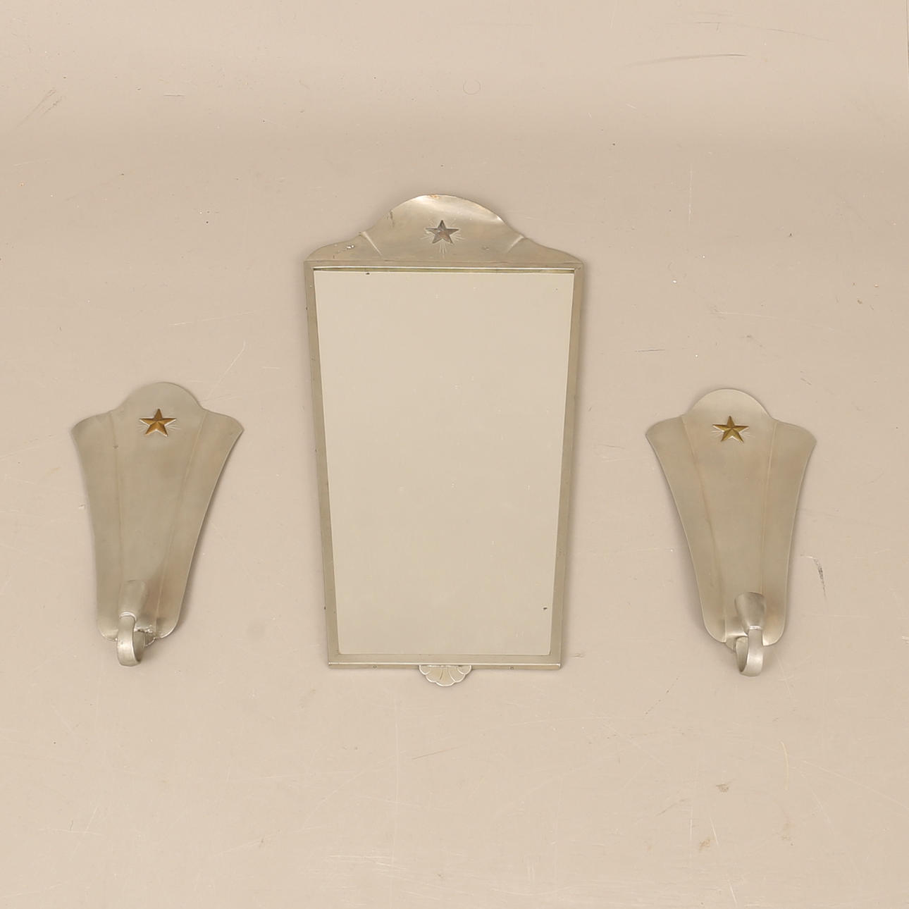 SPEEGEL. WALL SCONCES, 2 pieces. Tin, GAB.