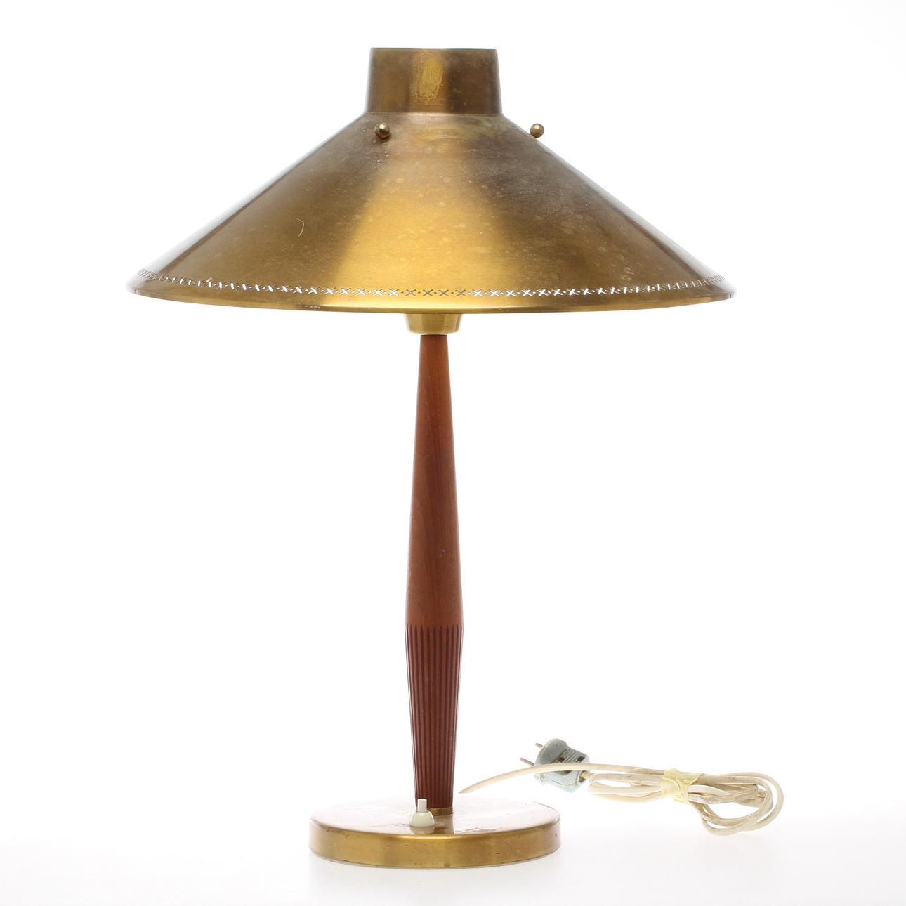 BORDLAMPE, træ og messing, Asea, 1900-tallet.