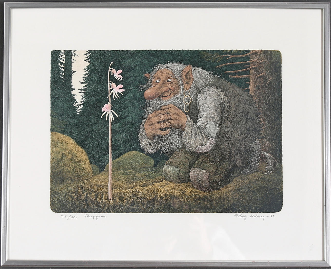 ROLF LIDBERG. "Skogsfrun", litografi, signerad och numrerad 305/325.