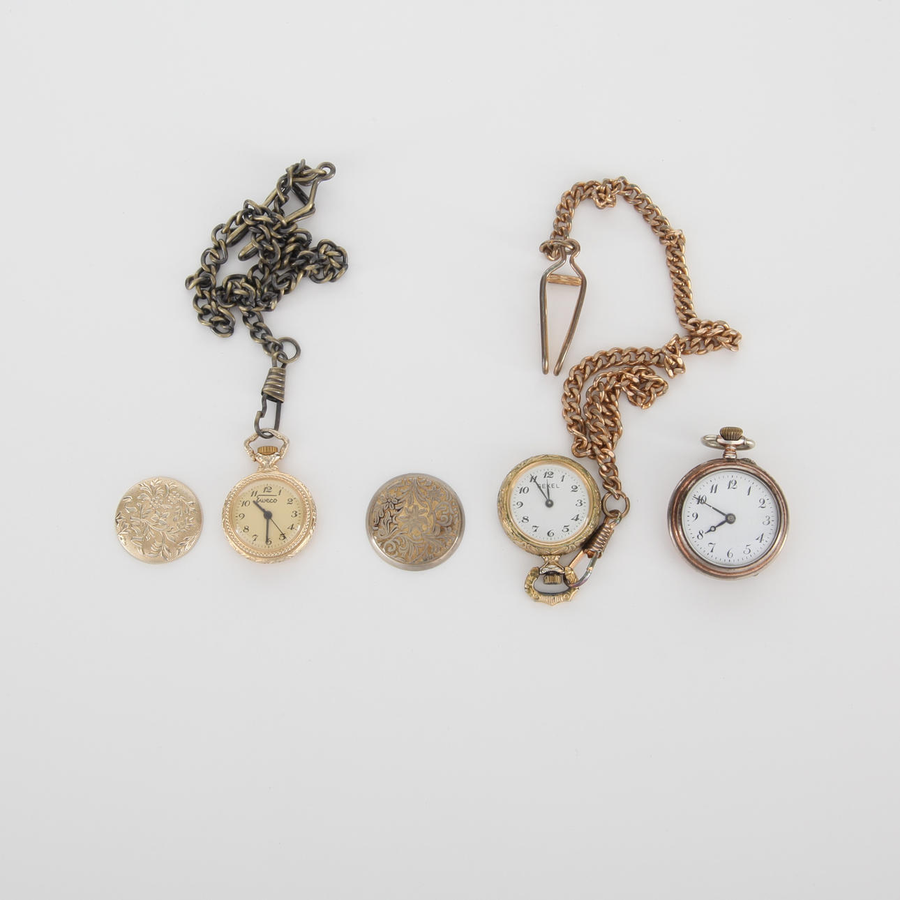 Naisten taskukelloja, 3 kpl, 1900-luku.