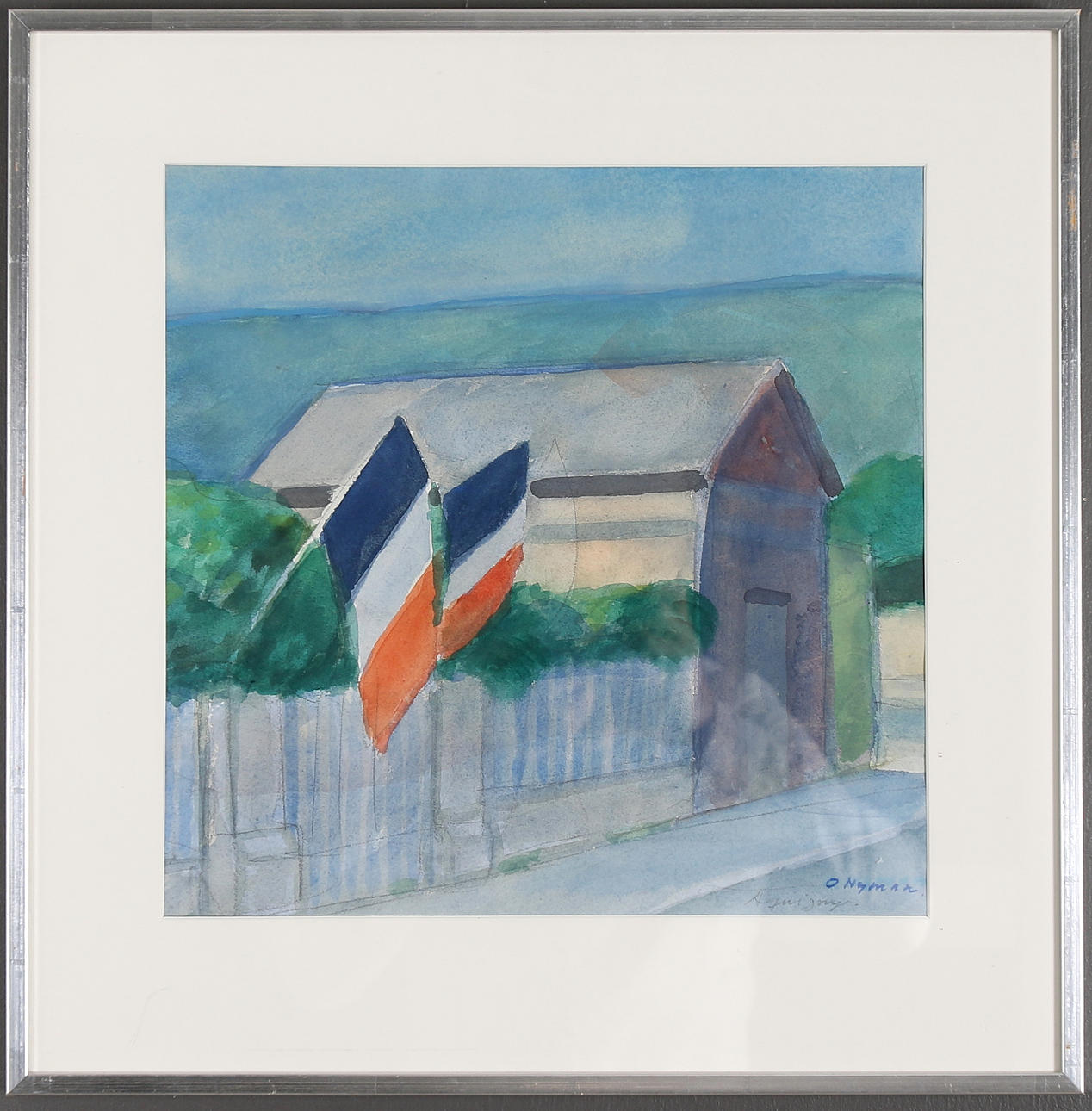 OLLE NYMAN. "Acquiquy", fransk motiv, akvarell, signerad.