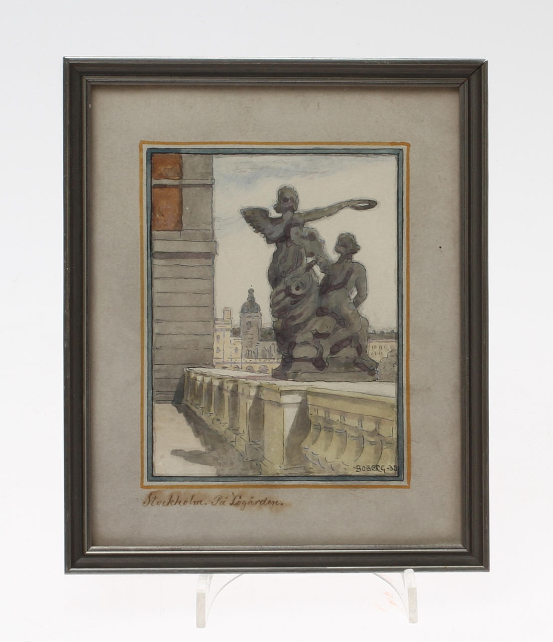 FERDINAND BOBERG. "Stockholm. På Logården", akvarell, signerad och daterad -38.