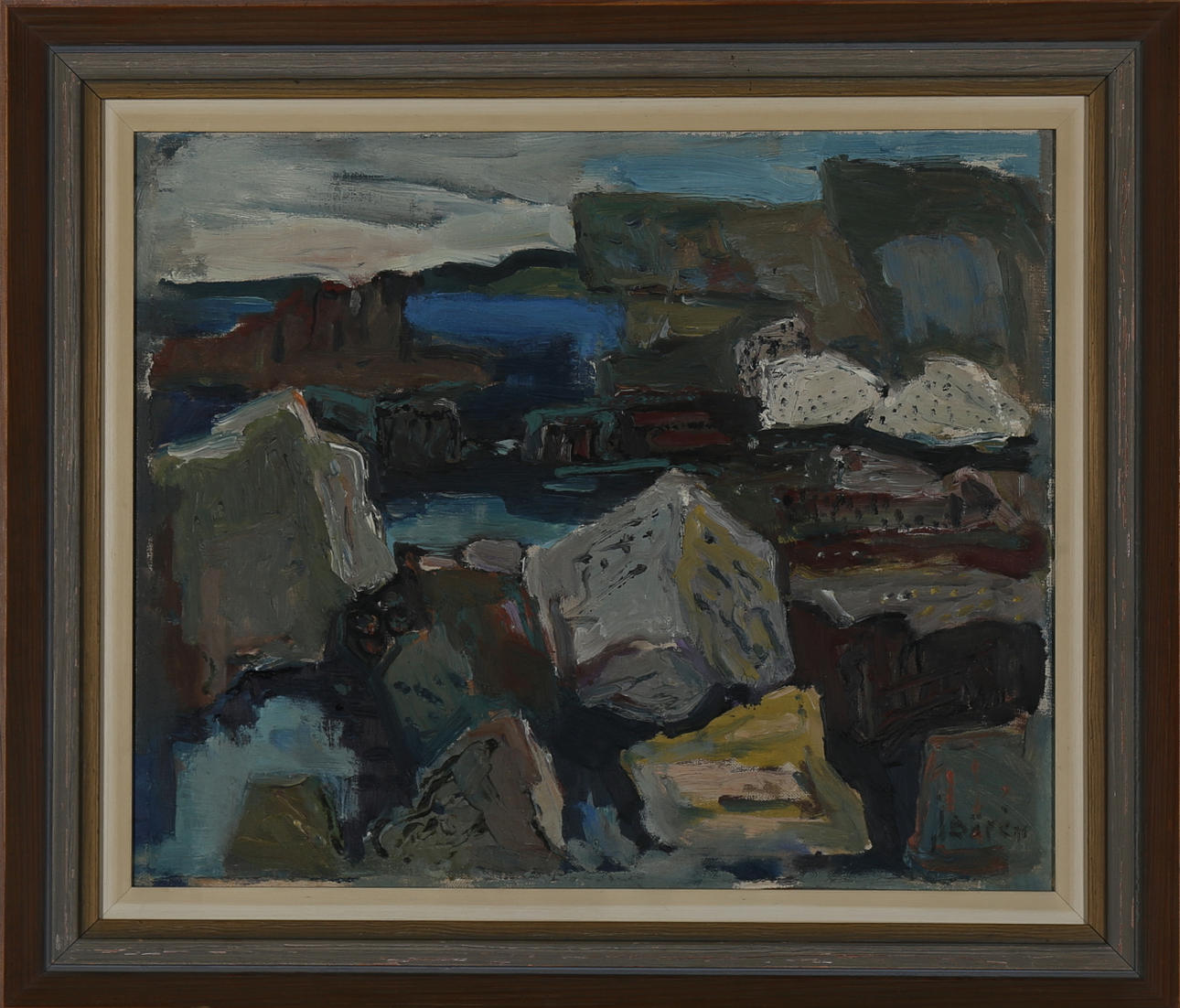 JOHN BÖREN. Klipplandskap. Olja på pannå, signerad J Bören.