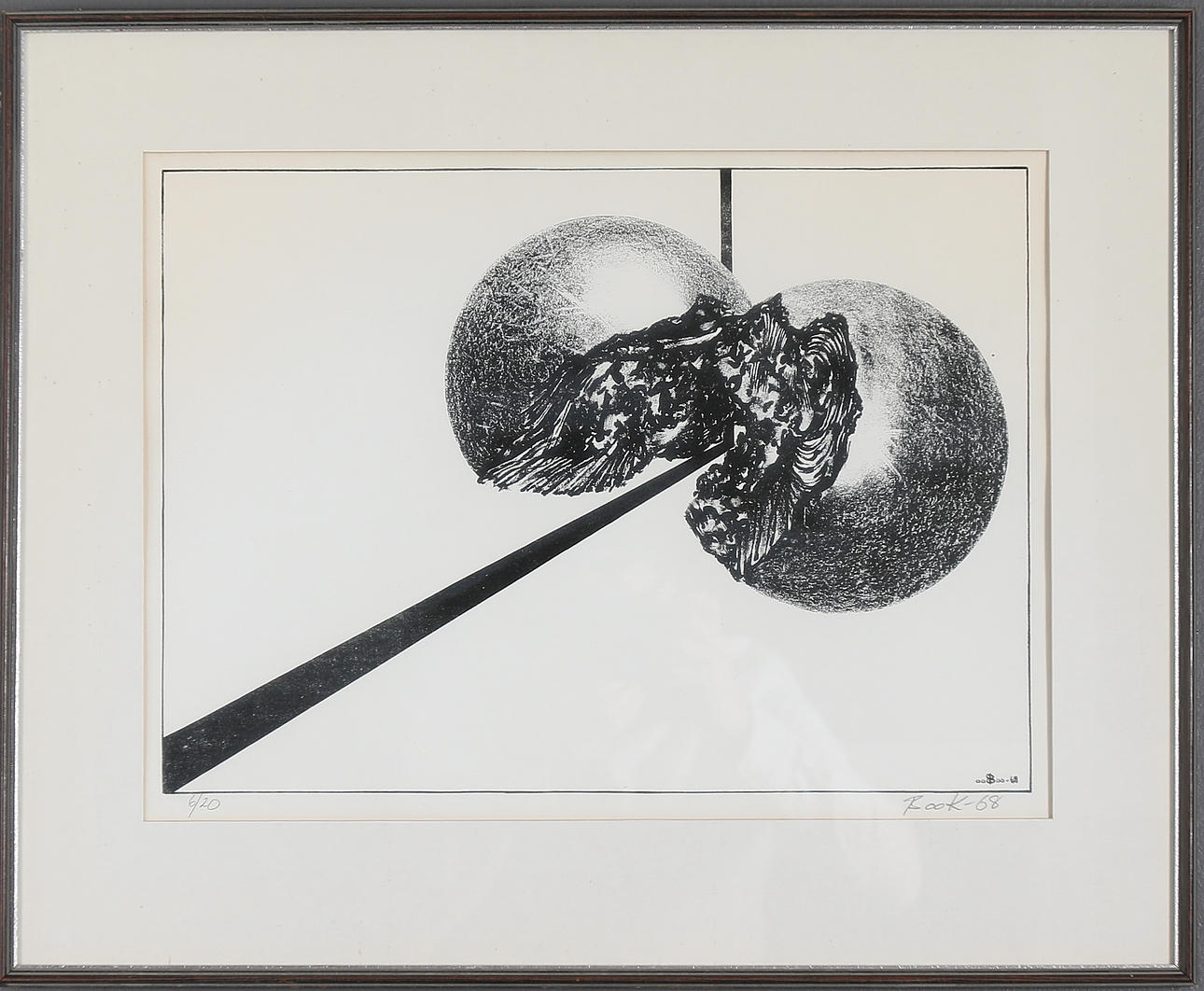 BOO KJELLSTRAND. Grafisk komposition, numrerad 6/20, signerad och daterad -68.