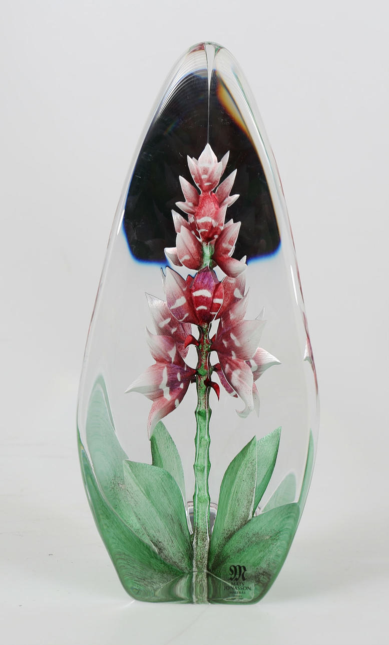MATS JONASSON. Skulptur, glas, signerad, Målerås.