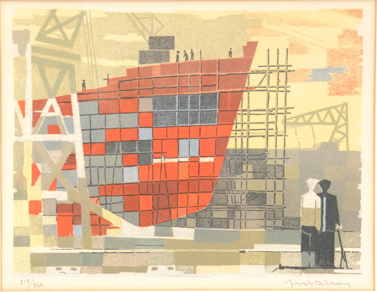 AXEL OLSON. Färglitografi.