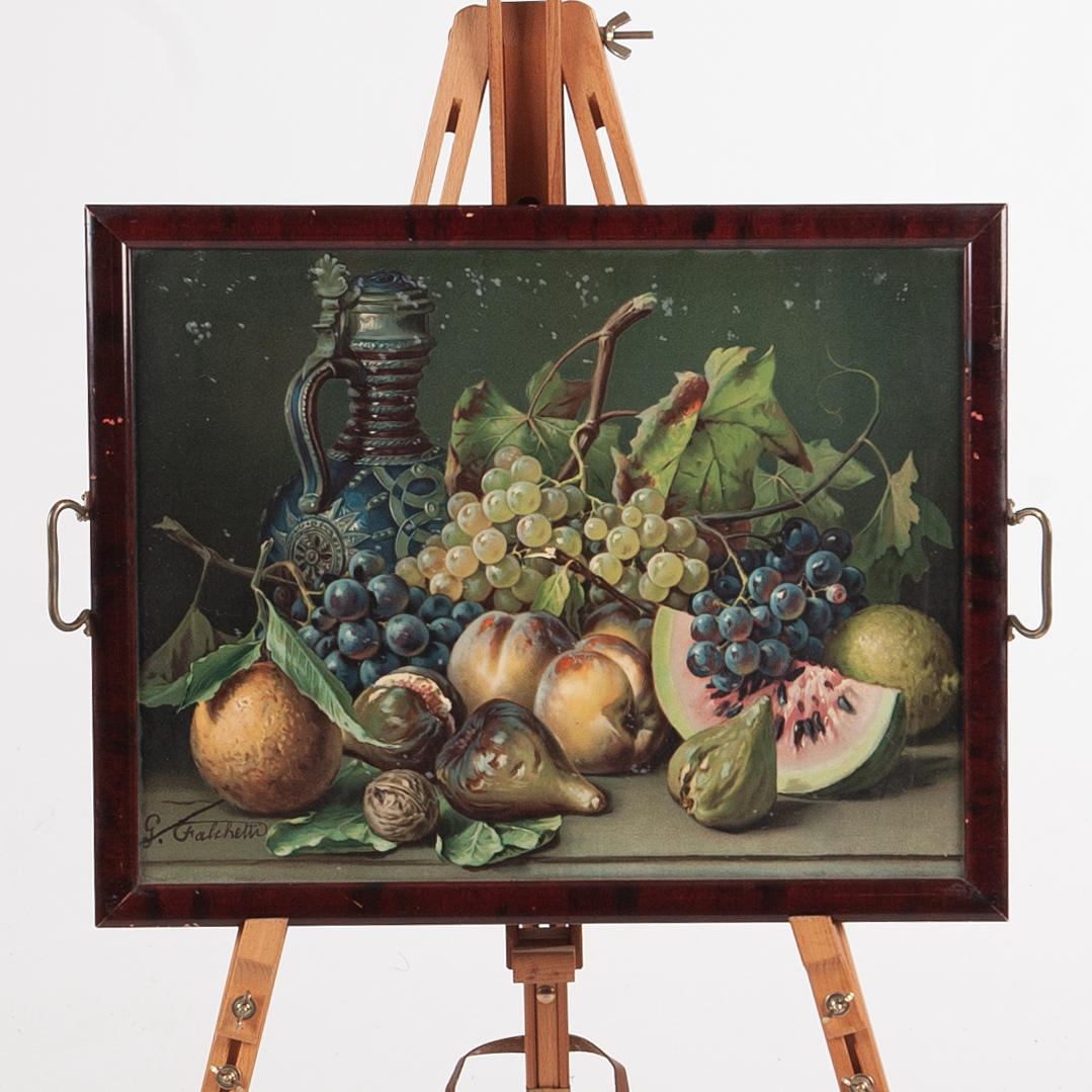 GIUSEPPE FALCHETTI. Tryck, bricka, stilleben.