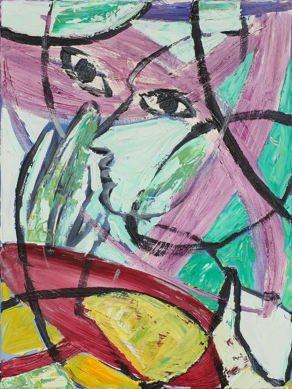 SAMI RINNE. "Mietteliäs" (My sin my soul). Olja på duk, signerad och daterad 08.