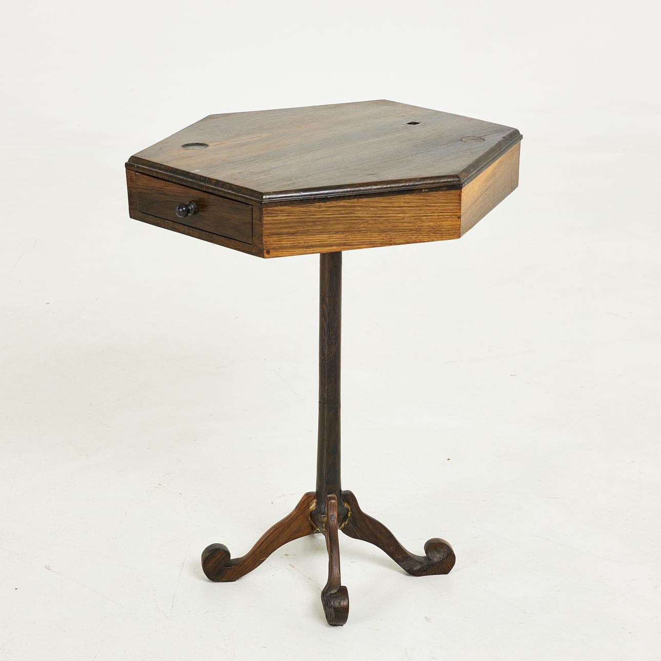 PILLAR TABLE with drawers, built in black oak from the ship “Riksäpplet”.