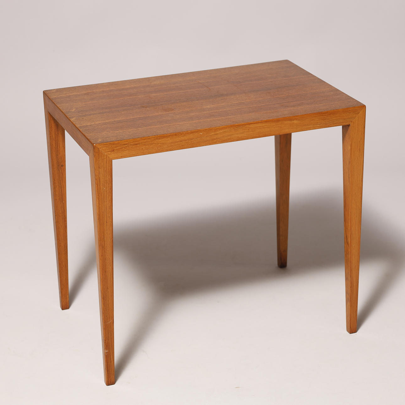 SEVERIN HANSEN  (1936-2020). Rectangular side table made of veneered teak. Haslev Furniture.ca 1960s. Denmark.