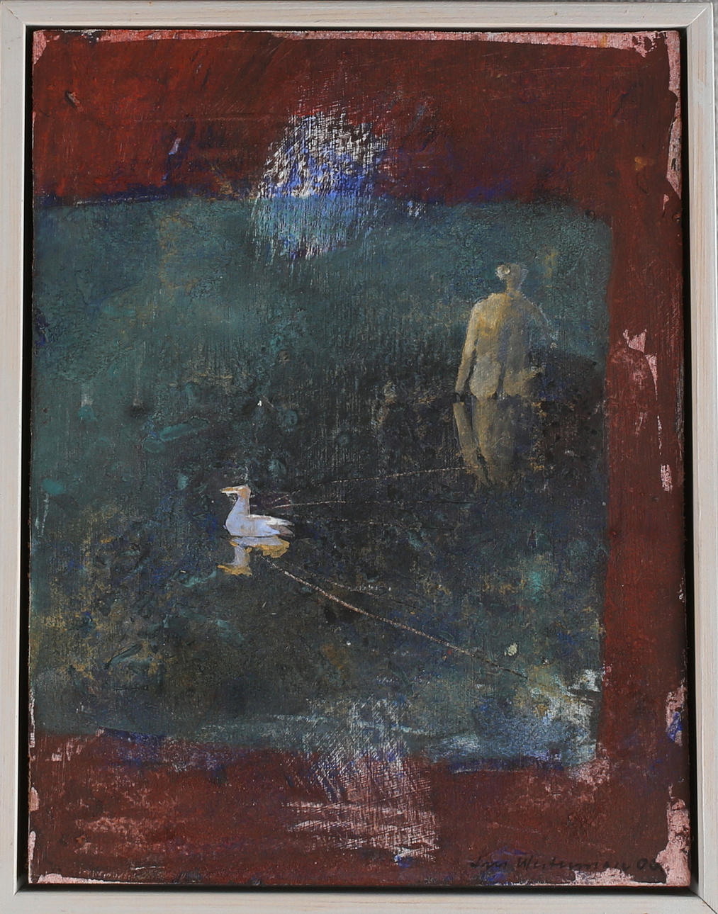 LARS WESTERMAN. "Dammen", Tempera på pannå, signerad samt daterad -00.