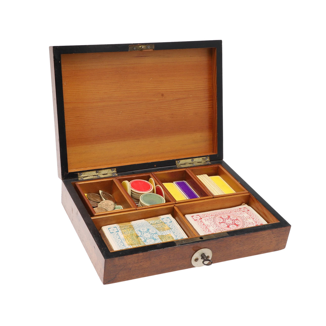 VICTORIAN GAMES BOX & COUNTERS.