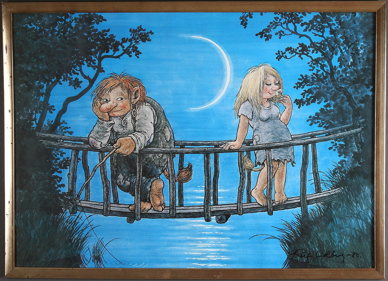 ROLF LIDBERG. "Flirt - a romance", litografiskt offsettryck, signerad och daterad -80.