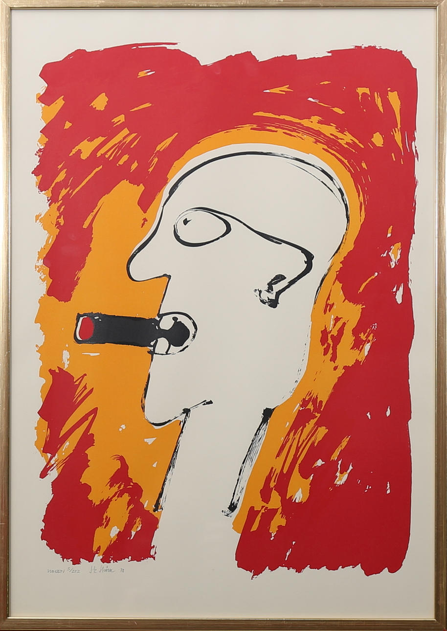 LARS-ERIK STRÖM. Cigarr rökaren, screentryck nr 3/222, signerad och daterad -78.