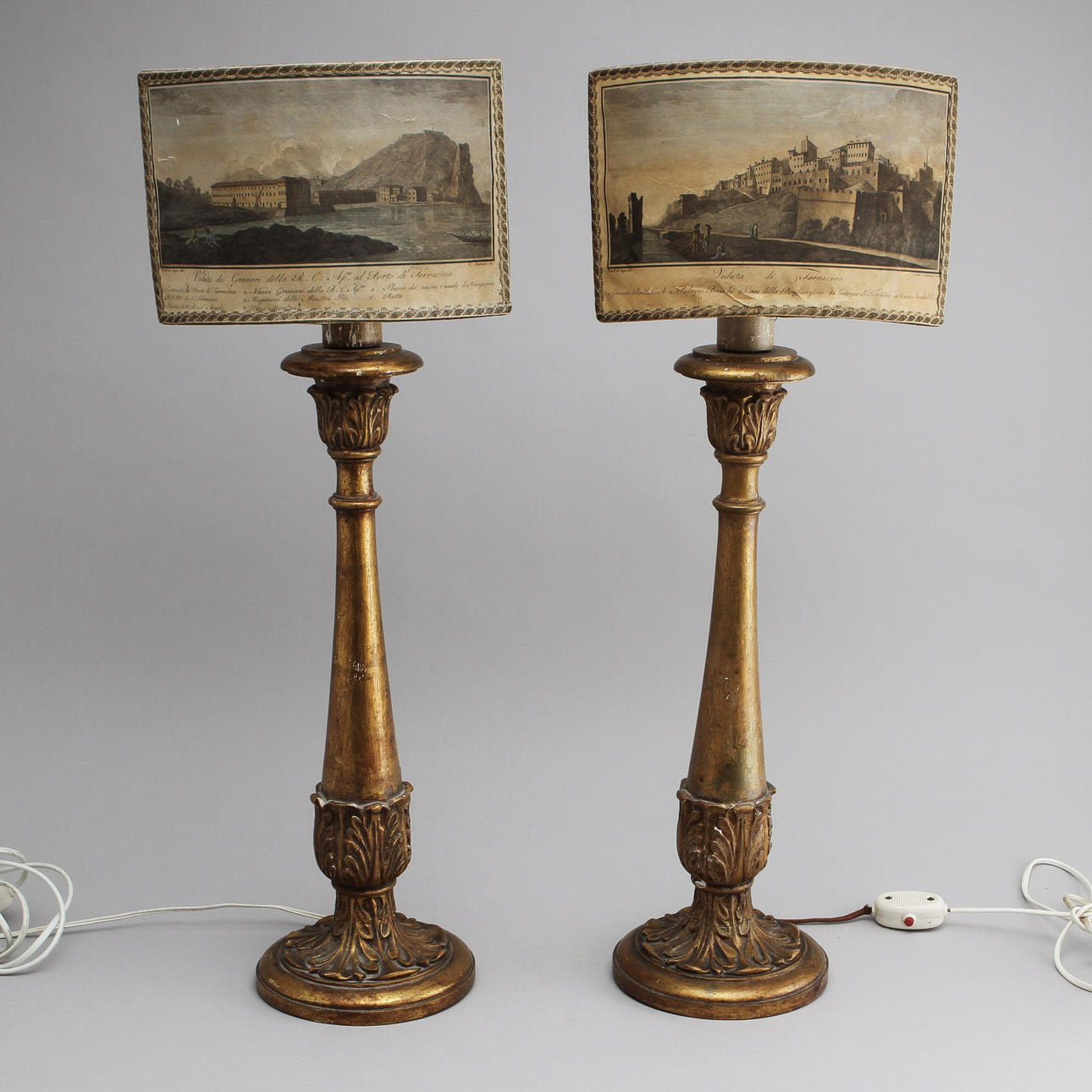 BORDSLAMPOR, ett par med SKÄRMAR, ett par, 1900-talets början.