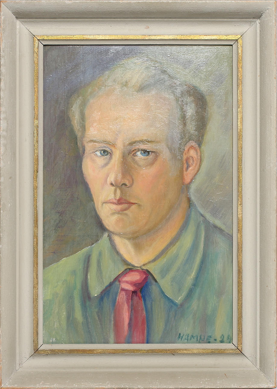 HANS HALVDAN "HAMPE" SVANBERG. Self-portrait, oil on Board, signed and dated 1929.