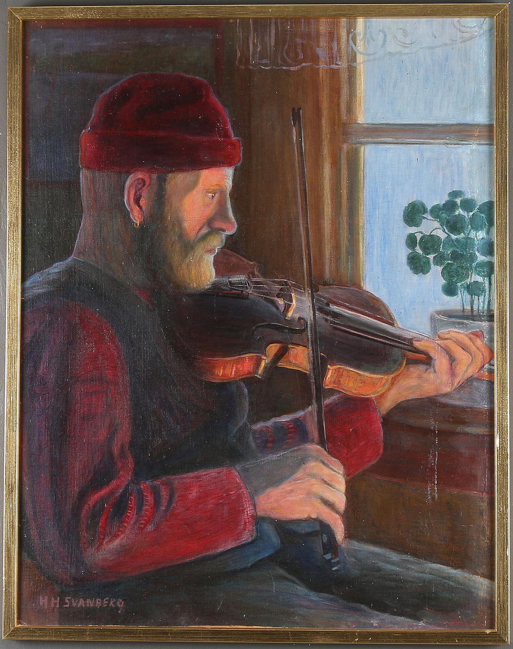 HANS HALVDAN "HAMPE" SVANBERG. Porträtt av Erik Svanberg, olja på duk, uppfodrad, signerad.