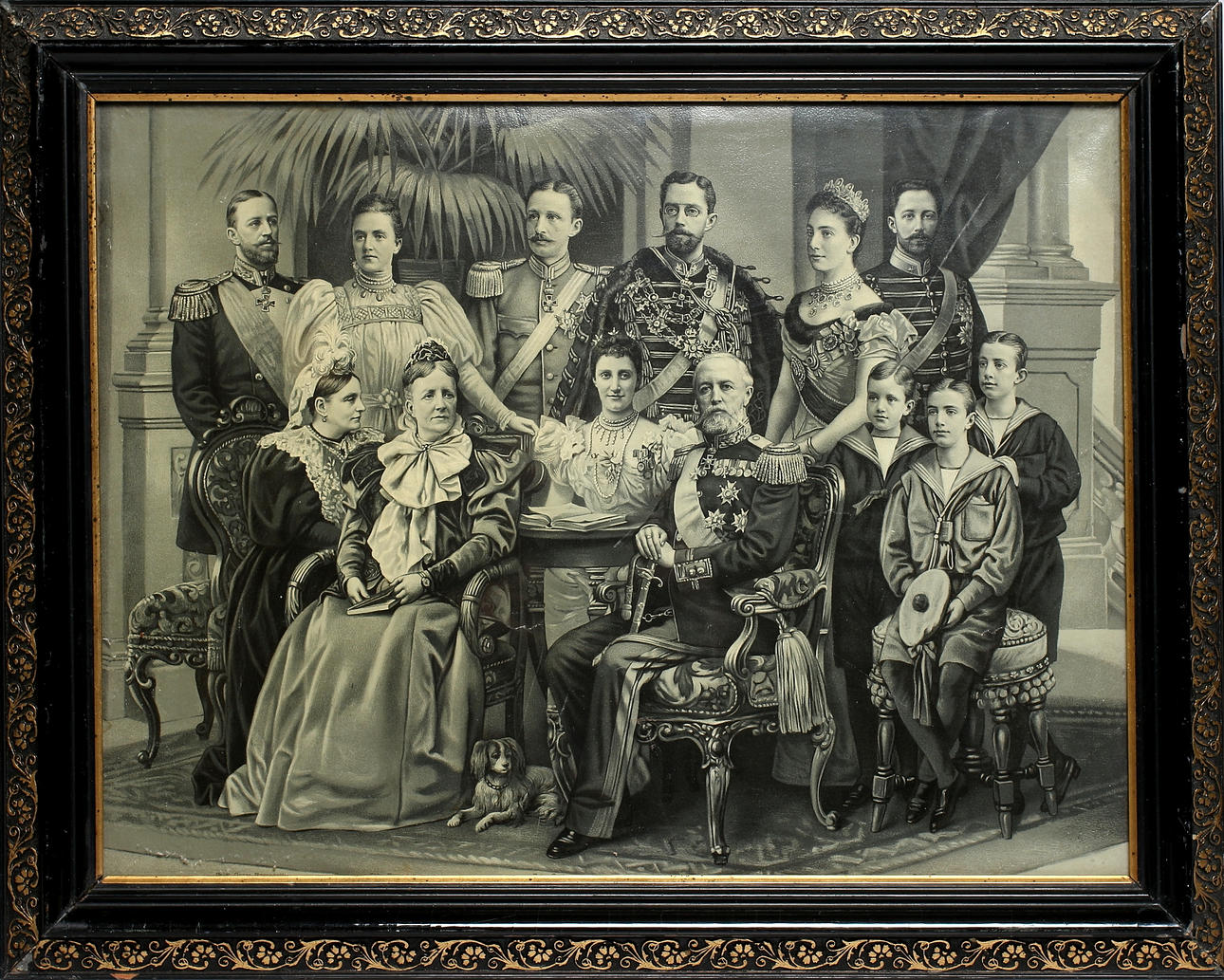 TAVLA, Kungafamiljen med Oscar II, oljetryck, tidigt 1900-tal.