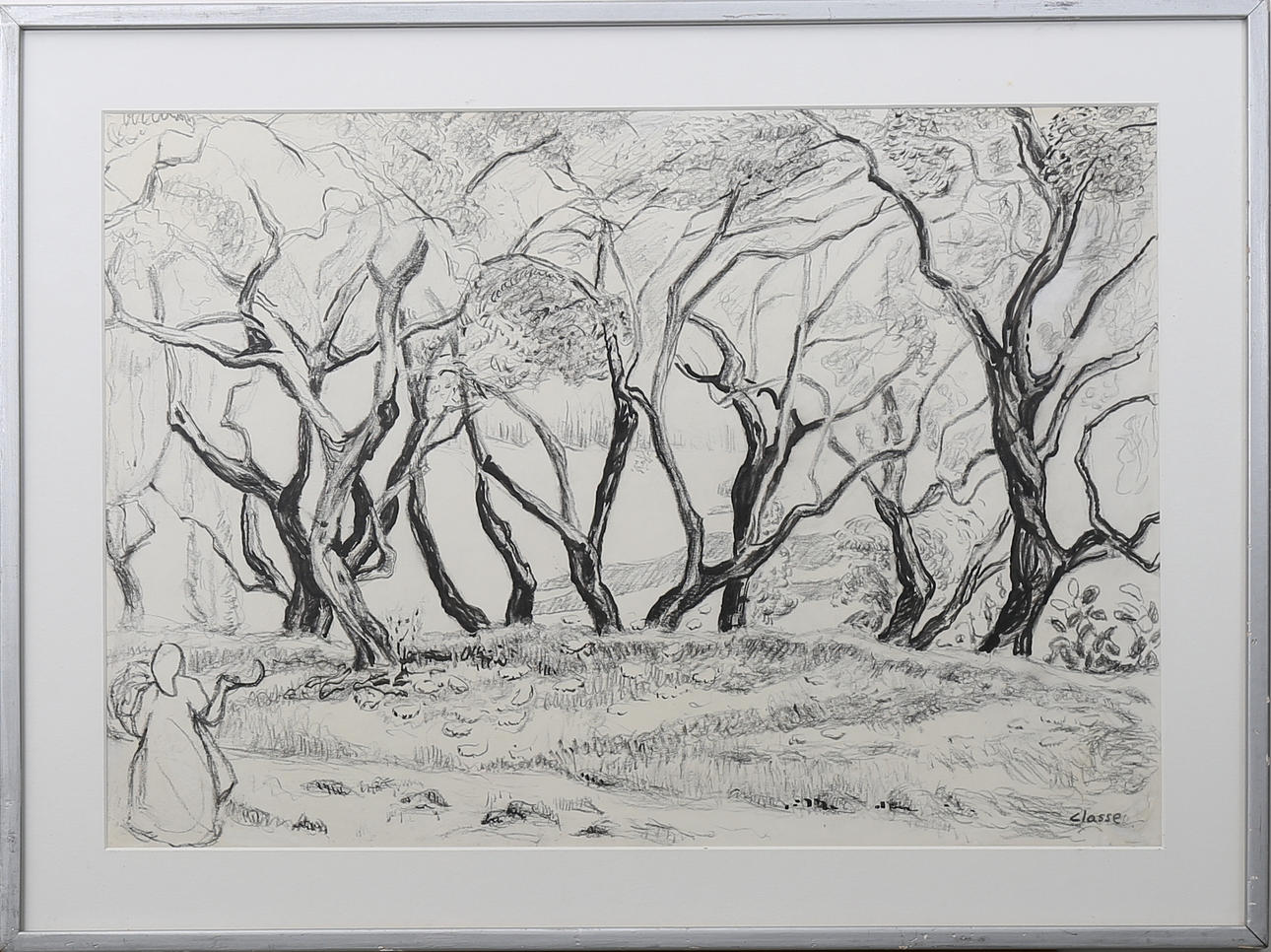 CLASSE CAMPBELL. Landskap, kolteckning, signerad Campell.