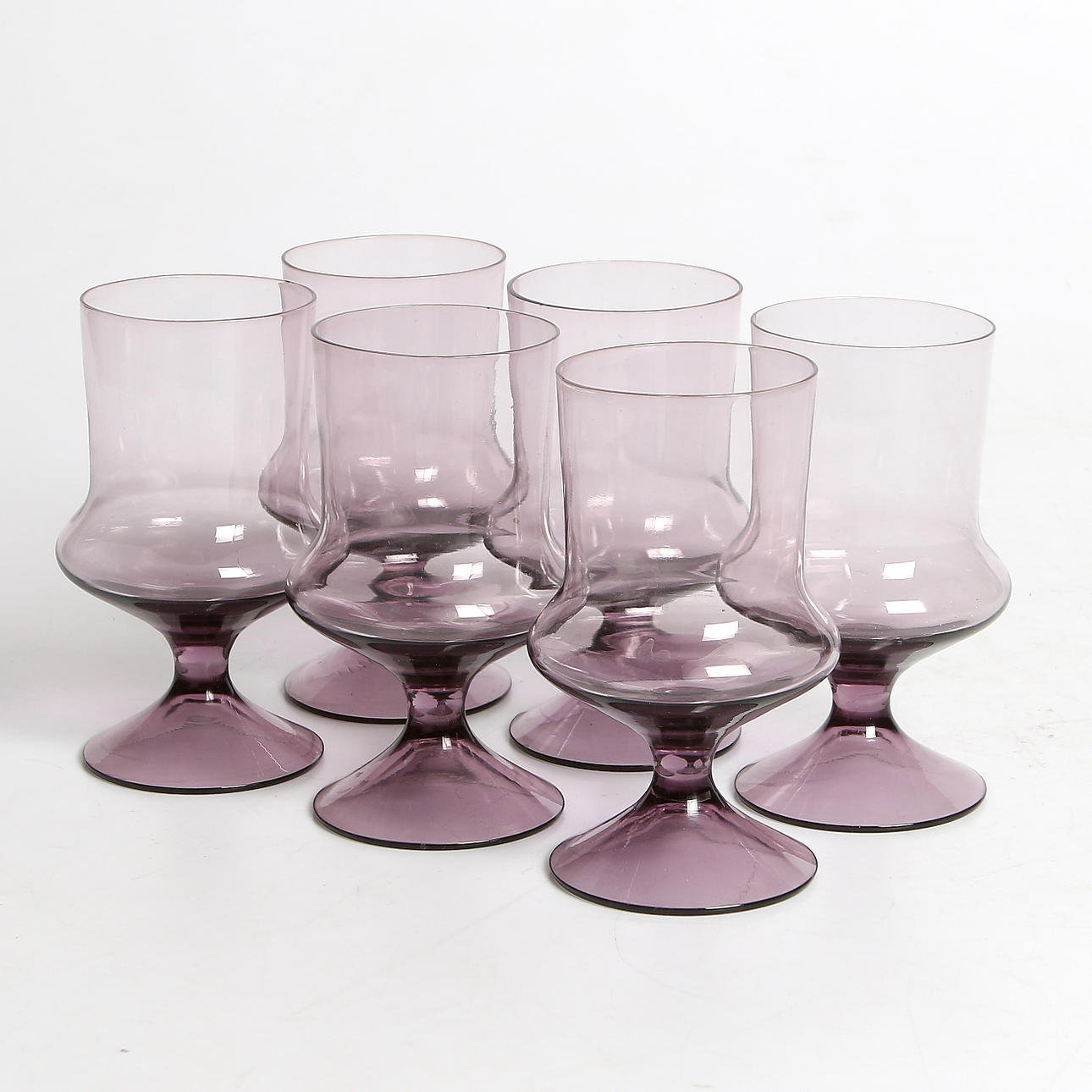DRINKGLAS, 6 st, ametistfärgade, 1960-tal.
