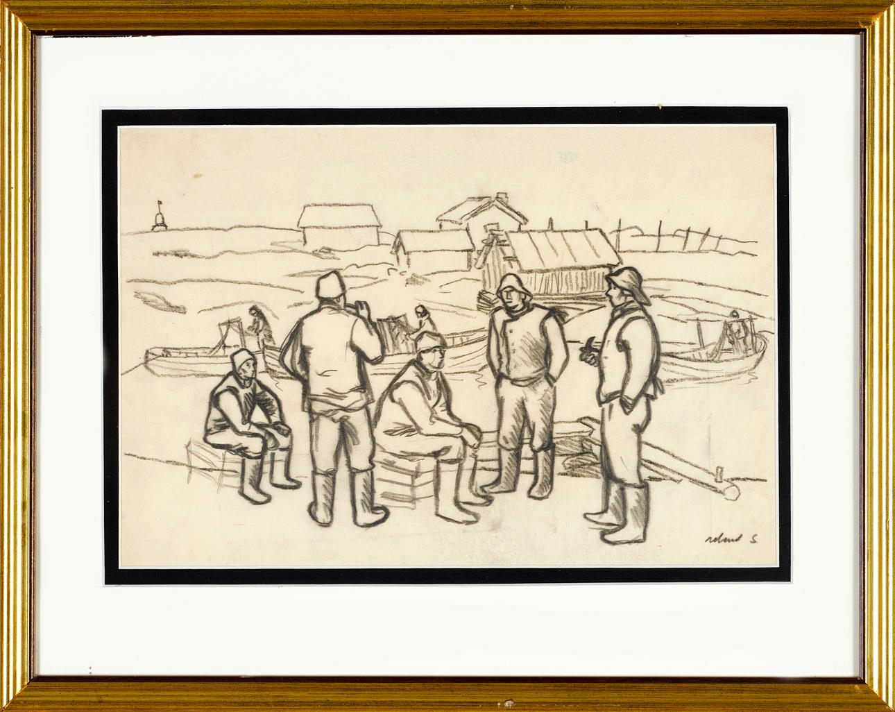 ROLAND SVENSSON (1910-2003). “Fishing in Gilløya”, sketch/model for ...