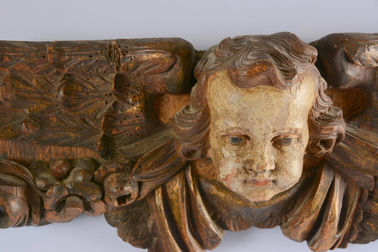 ÄNGEL, beskuren och bemålat trä, 1800-tal.