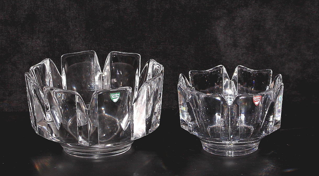 SKÅLAR, glas, 2 st "Corona", Orrefors, 1900-talets andra hälft.